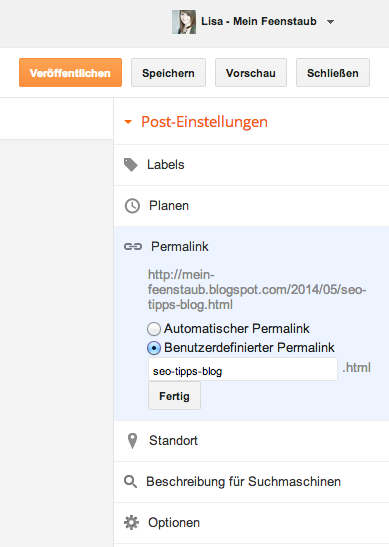 Permalink ändern für SEO