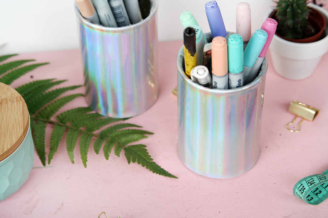 DIY Stiftedosen mit Hologramm-Effekt - Upcycling aus Konservendosen