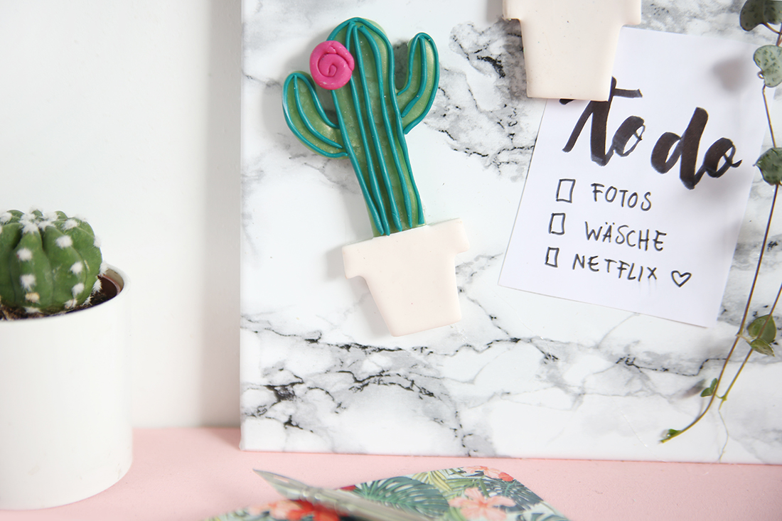 Kreative DIY-Idee zum Selbermachen: DIY Kaktus Magneten und Marmor Magnetboard
